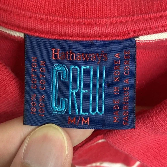 Vintage Hatheway’s Crew Red and Blue Striped Polo Shirt - Picture 3 of 4
